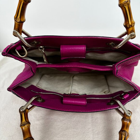 Gucci Pink Bamboo Shopper Leather Satchel - Picture 5 of 16